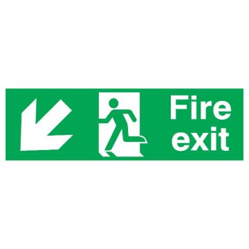 Signs & Labels FFX04011R 150 X 450mm Fire Exit Arrow Dwn Left