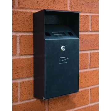 Signs & Labels FWAS0009 Blk Compact Cigarete Bin Wall Mount