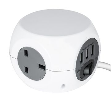 Status S3W1.4M3XUSB1PK6 799 3way Cube Socket 1.4m 3 Usb Ports