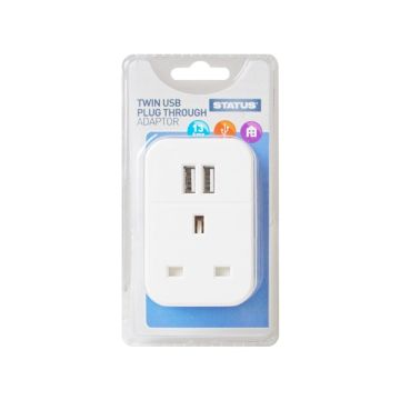 Status S2USBPTAWH1PK3 197 1x Twin Usb Plug Through Adaptor