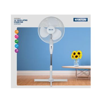 Status S16STANDFAN1PKB 428 16 Inch Oscillating Stand Fan