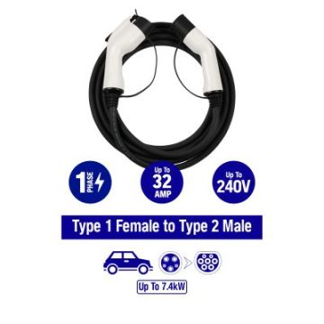 NAPA NEC102 Type 2 to Type 1 Charging Cable