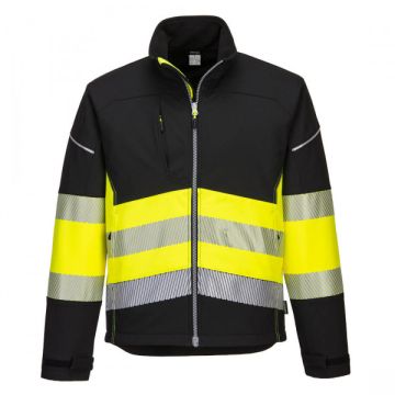 Portwest PW375BKYS Pw3 Hi-Vis Class 1 Softshell Jacket (3l) Small
