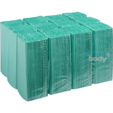 Body PLus Green C-Fold Hand Towel 1 Ply - 240 Sheets 217mm X 250mm Pack Of 12 BDP00183