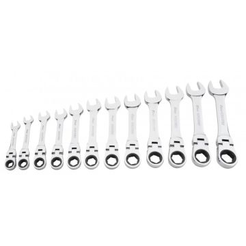 Carlyle 12 Piece Flexible Ratcheting Wrench Set Stub RWFLS612M
