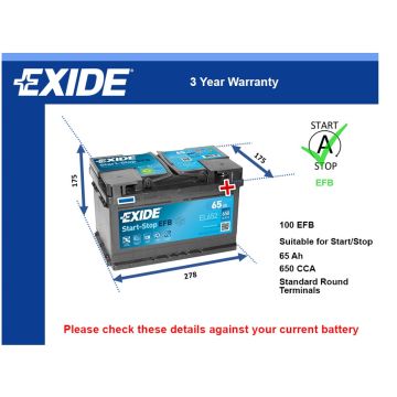 Exide EL652 EFB Car Battery