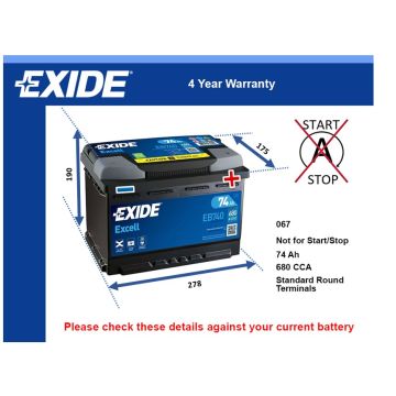 Exide EB740 Car Battery