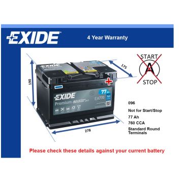 Exide EA770 Car Battery