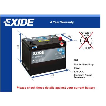 Exide EA754 Car Battery