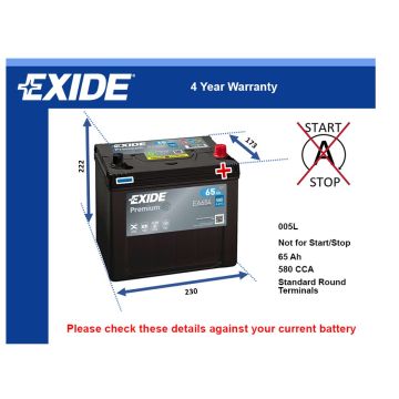 Exide EA654 Car Battery