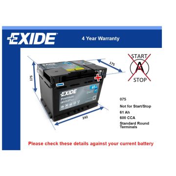 Exide EA612 Car Battery