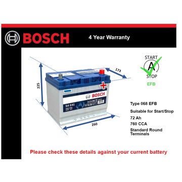 Bosch S4E41 EFB Car Battery