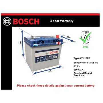 Bosch S4E40 EFB Car Battery