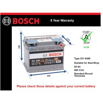 Bosch S5A05 AGM Car Battery