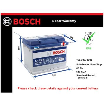 Bosch S4E05 EFB Car Battery