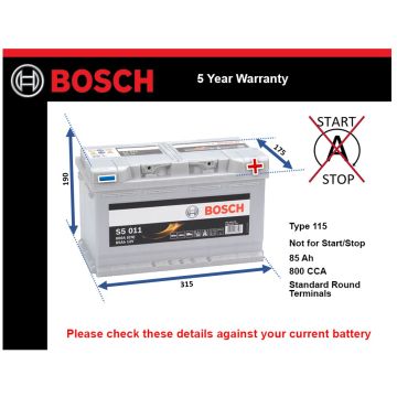 Bosch S5011 Car Battery