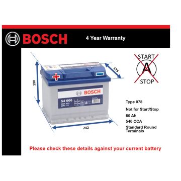 Bosch S4006 Car Battery
