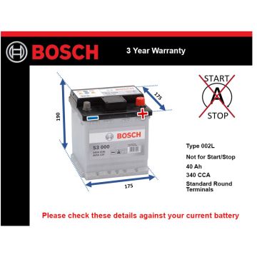 Bosch S3000 Car Battery