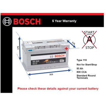 Bosch S5010 Car Battery