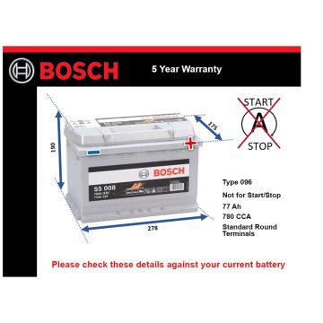 Bosch S5008 Car Battery