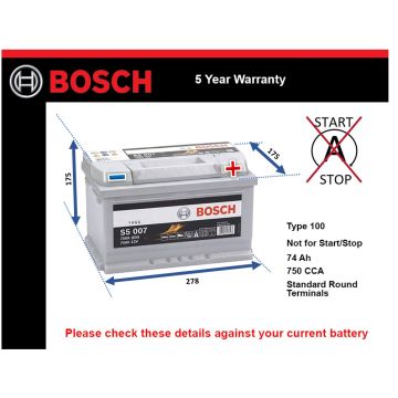Bosch S5007 Car Battery