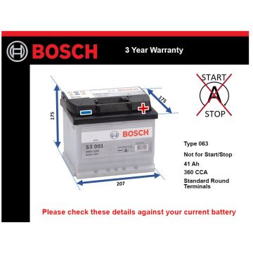 Bosch S3001 Car Battery