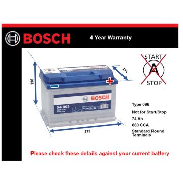 Bosch S4008 Car Battery
