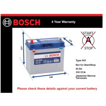Bosch S4022 Car Battery