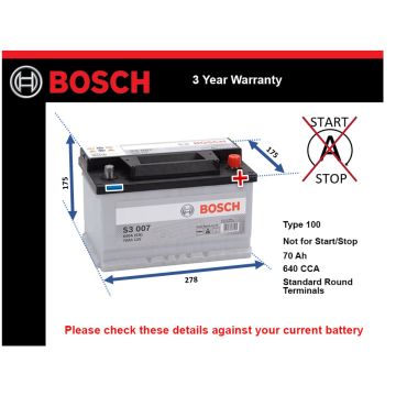 Bosch S3007 Car Battery
