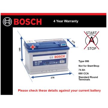 Bosch S4009 Car Battery