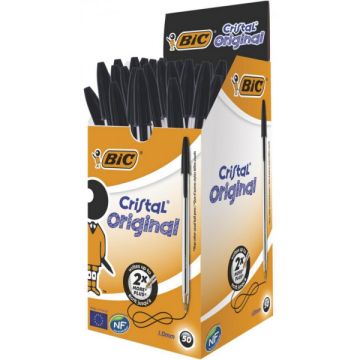 Lyreco 785273 Cristal Black Medium Point Pens X50