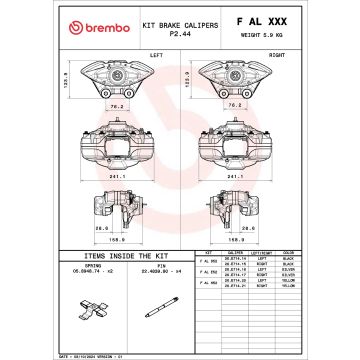 Brembo FALE52 Brake Caliper Axle Kit Rear