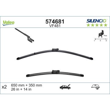 Valeo VF481 2x Wiper Blades (Pair) Flat / Aero type