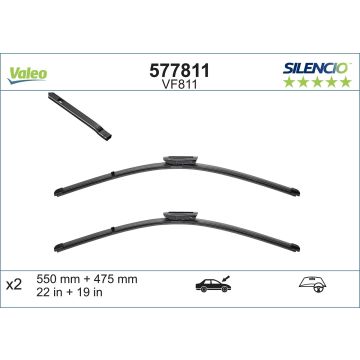 Valeo VF811 2x Wiper Blades (Pair) Flat / Aero type