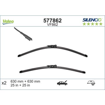 Valeo VF862 2x Wiper Blades (Pair) Flat / Aero type