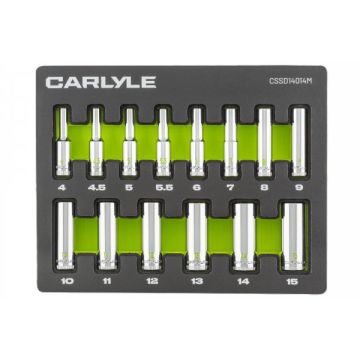 Carlyle CSSD14014M 14pc 1/4dr 6pt Deep Sckt Set 4-15mm