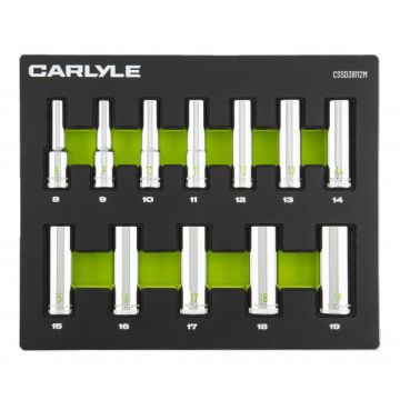 Carlyle CSSD38112M 12pc 3/8dr 12pt Deep Socket Set Met