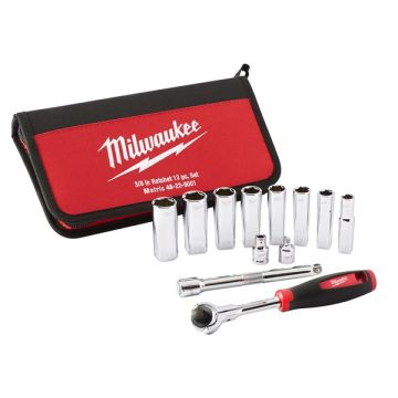 Milwaukee 48229001 TRADESMAN 3/8IN. RATCHET SET (12 PC)