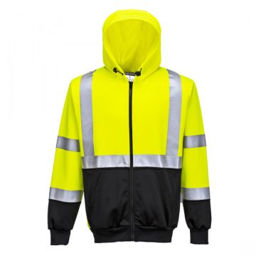 Portwest B315YBRXL B315 - HI-VIS CONTRAST ZIPPED HOODIE YELLOW/BLACK