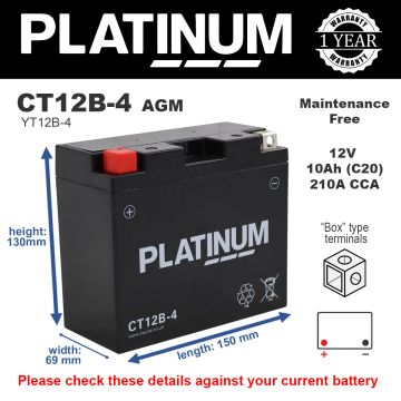 Platinum CT12B-4 AGM Motorcycle Battery