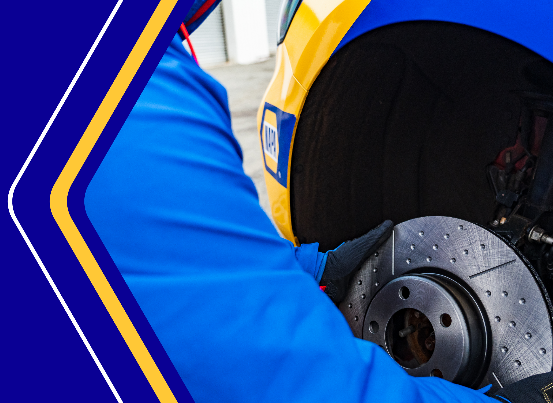 NAPA Brake Disc being fitted to vehicle