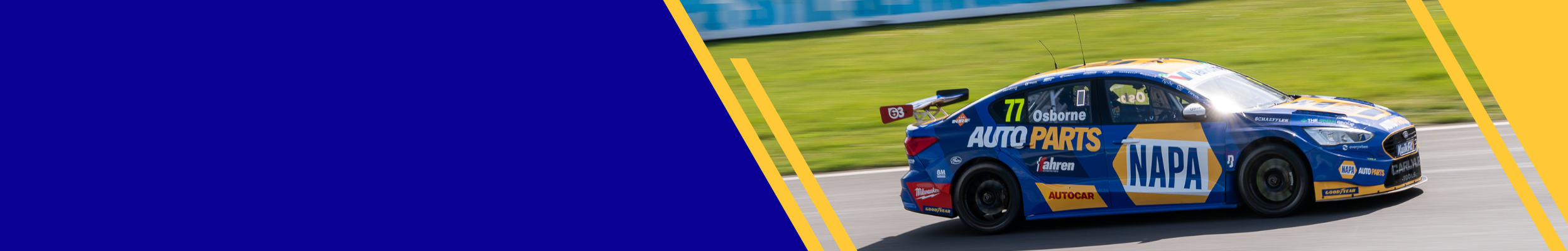 The NAPA Racing UK Ford Focus Saloon on track in the British Touring Car Championship 2026, driven by Sam Osborne
