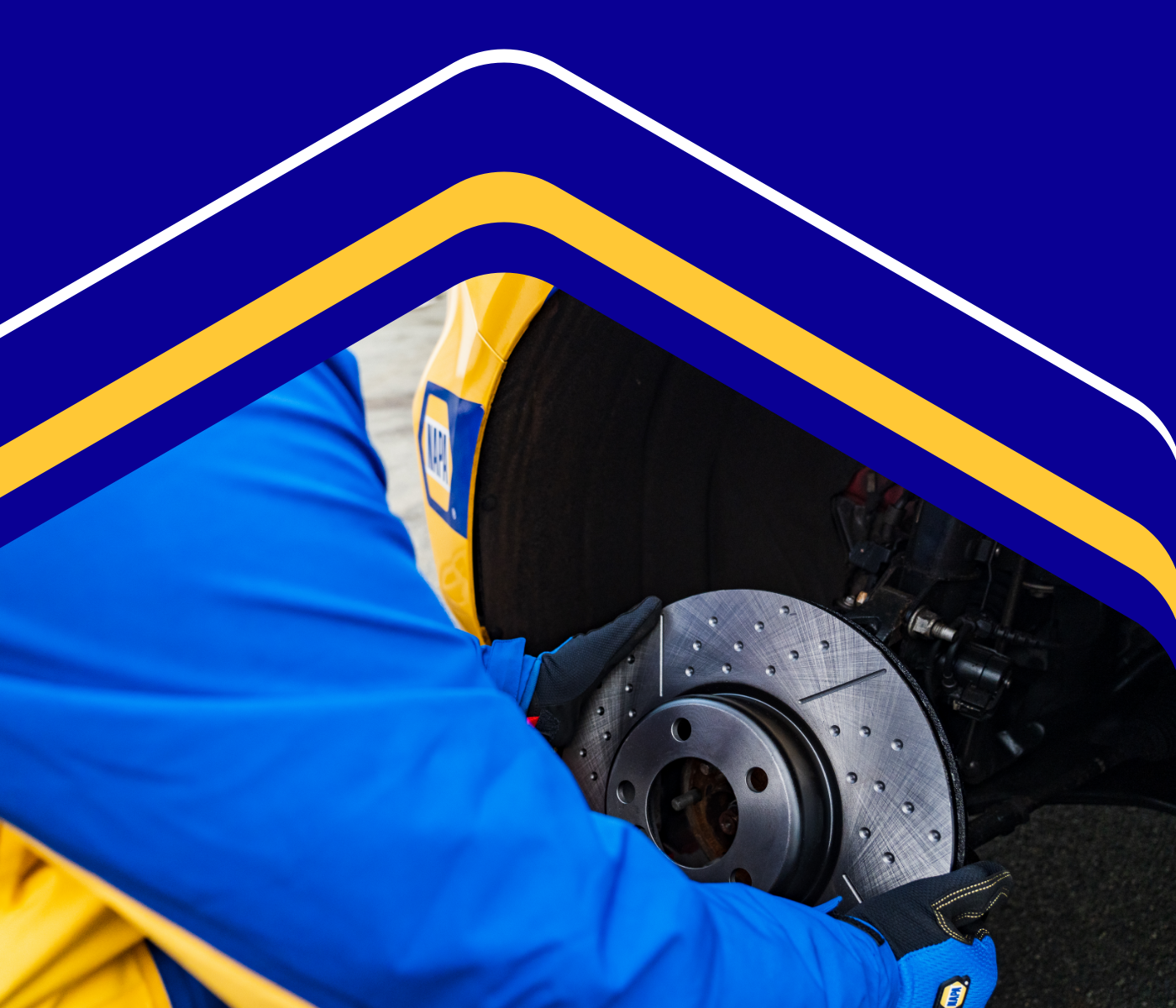 NAPA Brake Disc being fitted to vehicle